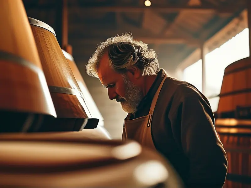 酿酒师检查白酒发酵过程