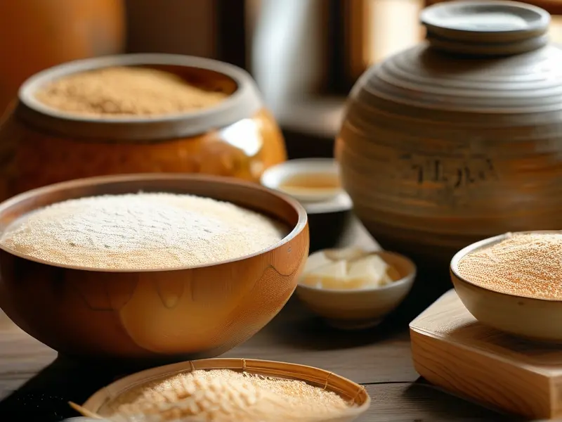 苏州蜜蜂甜酒曲传统制作原料与工具实拍