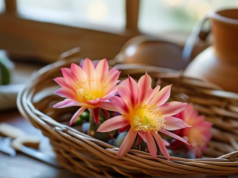 新鲜昙花与酿酒工具摆放