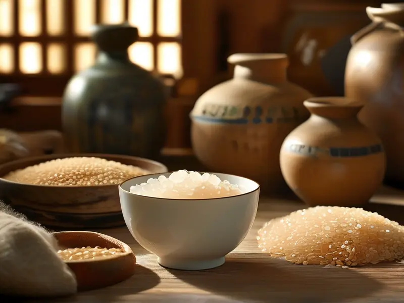传统方法制作的甜米酒特写