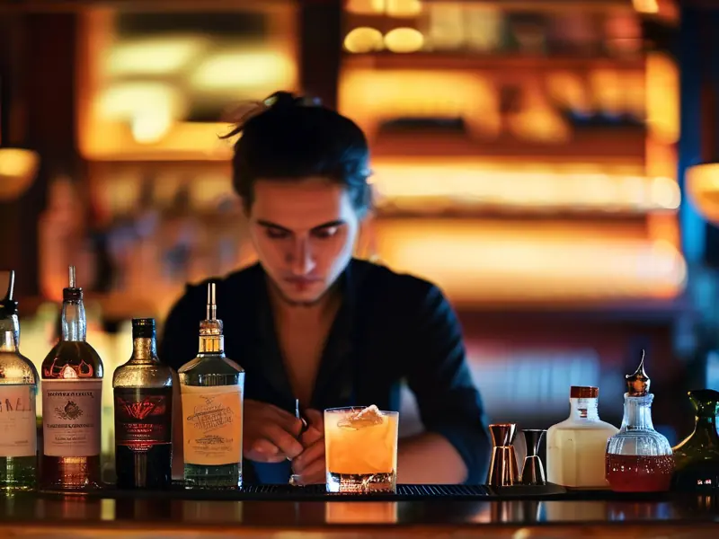 专业调酒师调制鸡尾酒