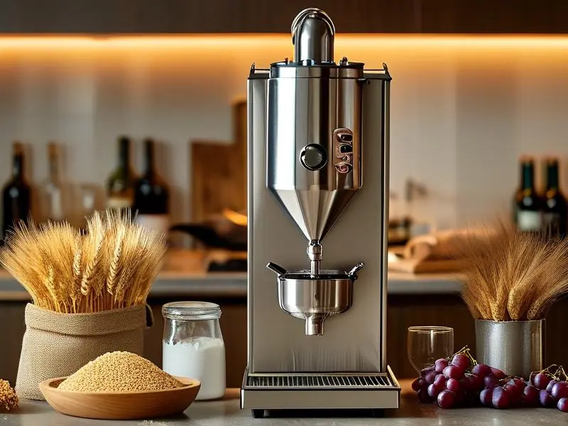 家庭厨房使用的微型酿酒机特写