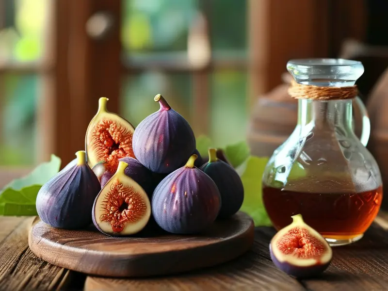 新鲜无花果和酿酒工具准备制作无花果酒