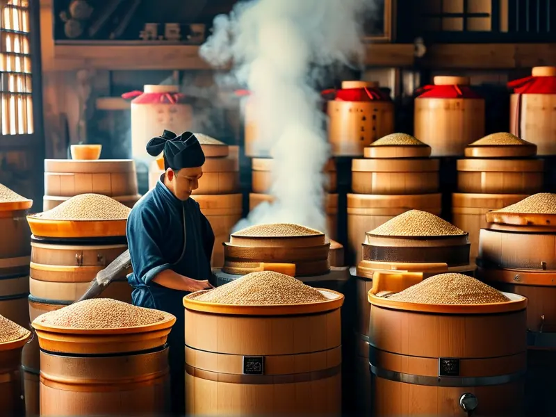 五粮固态发酵酿酒技术展示：五种谷物原料与发酵过程