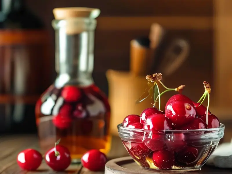 家庭自制鲜樱桃泡酒成品展示