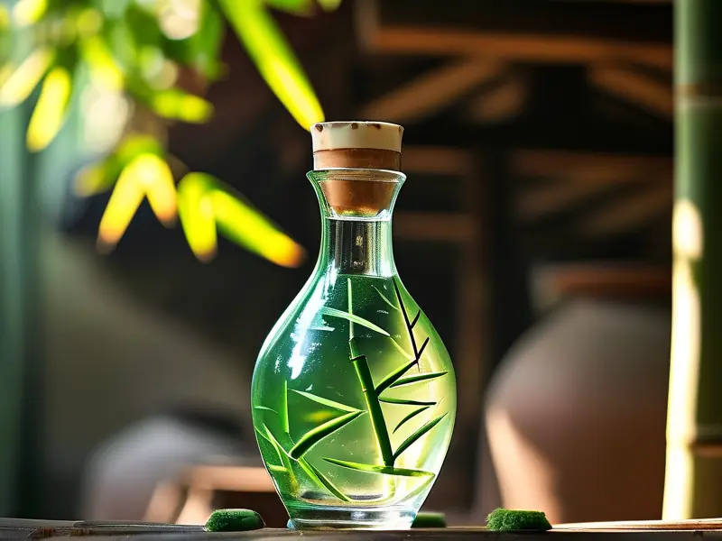 鲜竹酿酒竹节瓶装特写