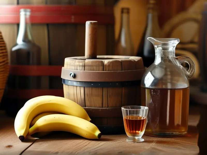 香蕉酿酒材料和器具摆放
