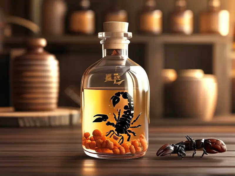 传统方法制作的蝎子灵芝酒展示图