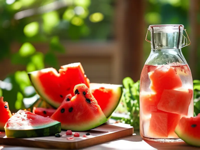 家庭自制西瓜酒原料与发酵过程实拍图