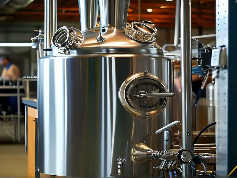 现代化不锈钢酿酒设备工作场景