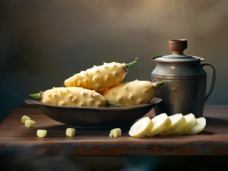 新鲜雪莲果与酿酒器具展示