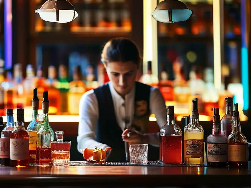 专业调酒师调制鸡尾酒