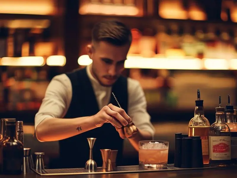 专业调酒师调制鸡尾酒
