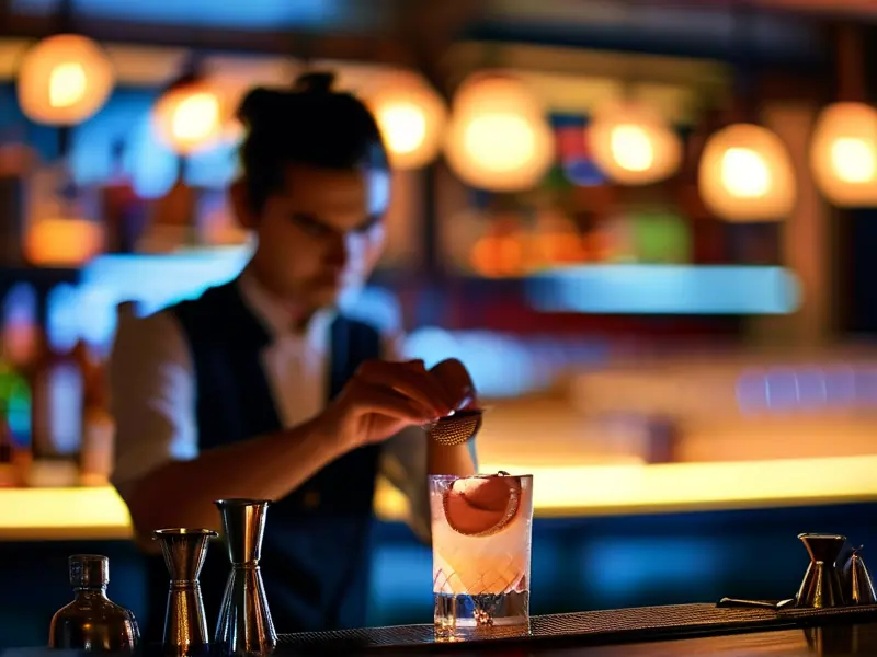 专业调酒师调制鸡尾酒