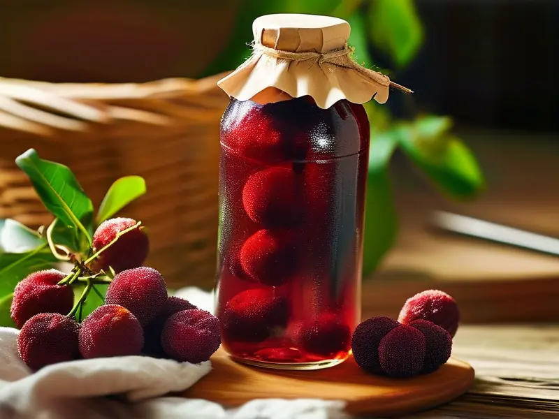 正在发酵的杨梅酒