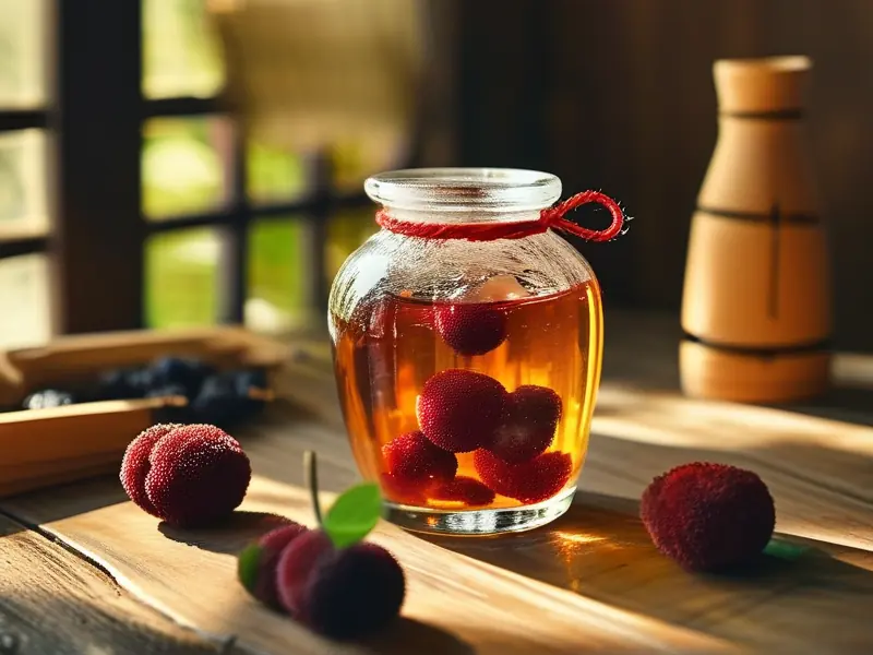 家庭自制杨梅烧酒原料与器具展示