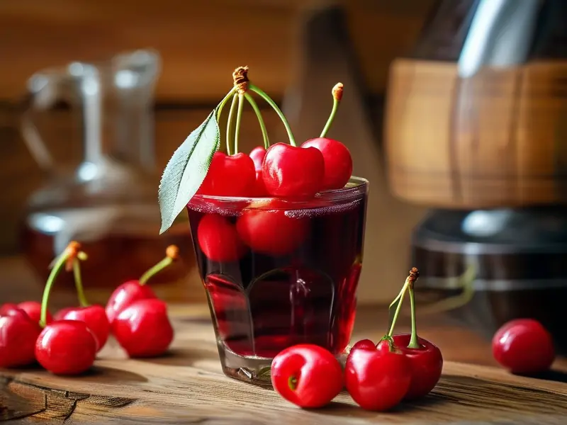 自制樱桃泡酒原料与成品展示