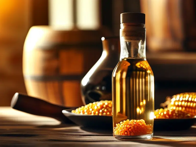 玉米酿酒原料与成品展示图
