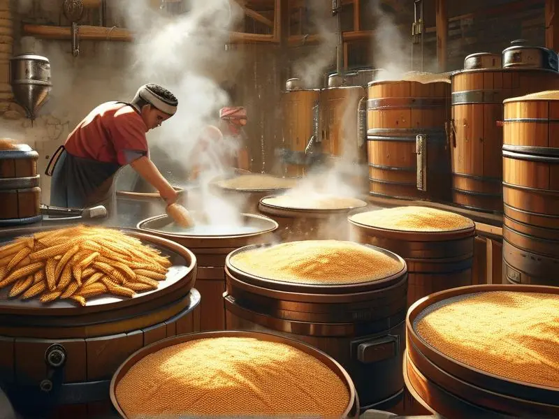 玉米酿酒过程中的蒸煮环节