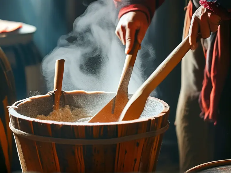 传统御酿白酒酿造过程实拍