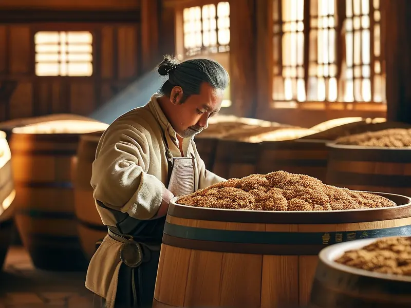 传统工艺酿造原酿清香型白酒过程