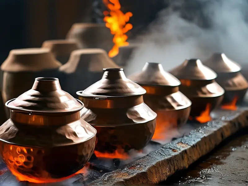 云南铜锅酒烤酒过程实拍