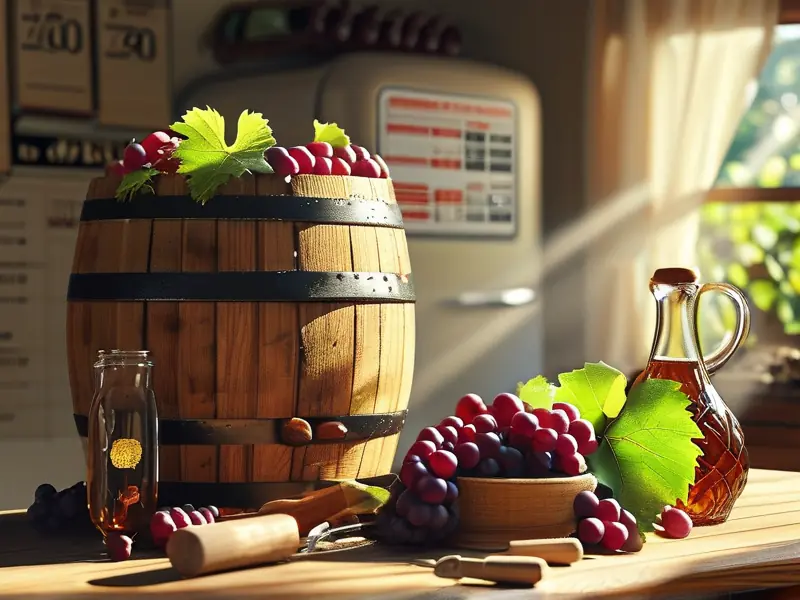 家庭自酿酒所需原料和工具摆放示意图