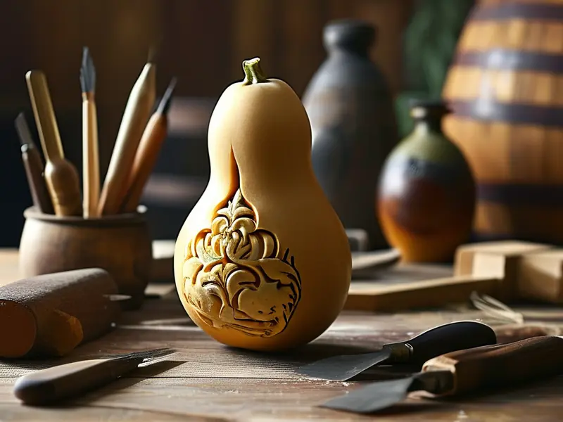 制作酒葫芦的葫芦雕刻过程