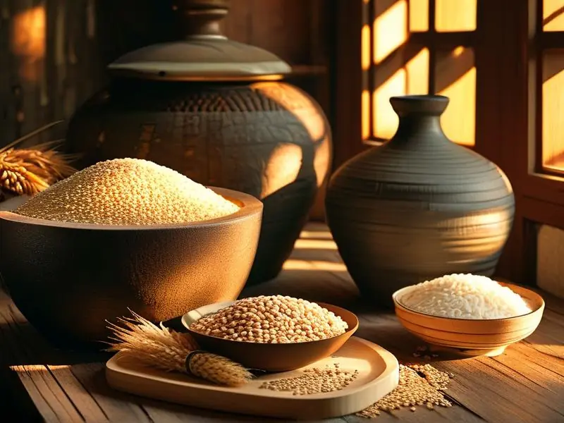 家庭粮食酒制作原料与工具实拍图