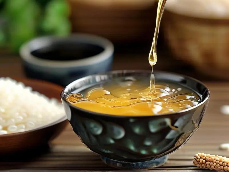 金黄透亮的自制酒酿特写