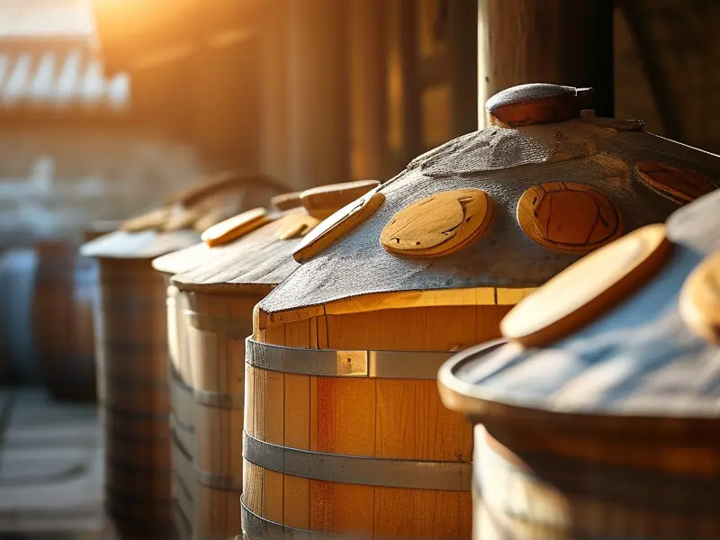 酿酒师检查高粱白酒发酵过程