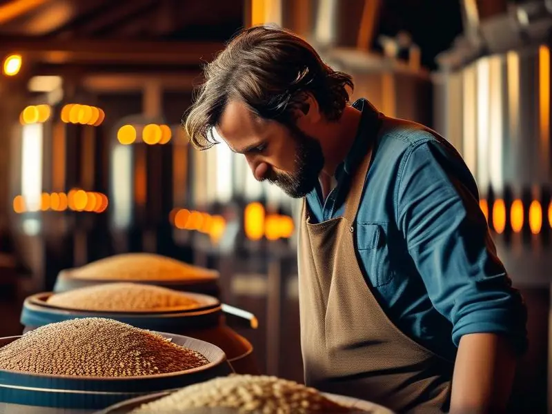 酿酒师检查发酵过程