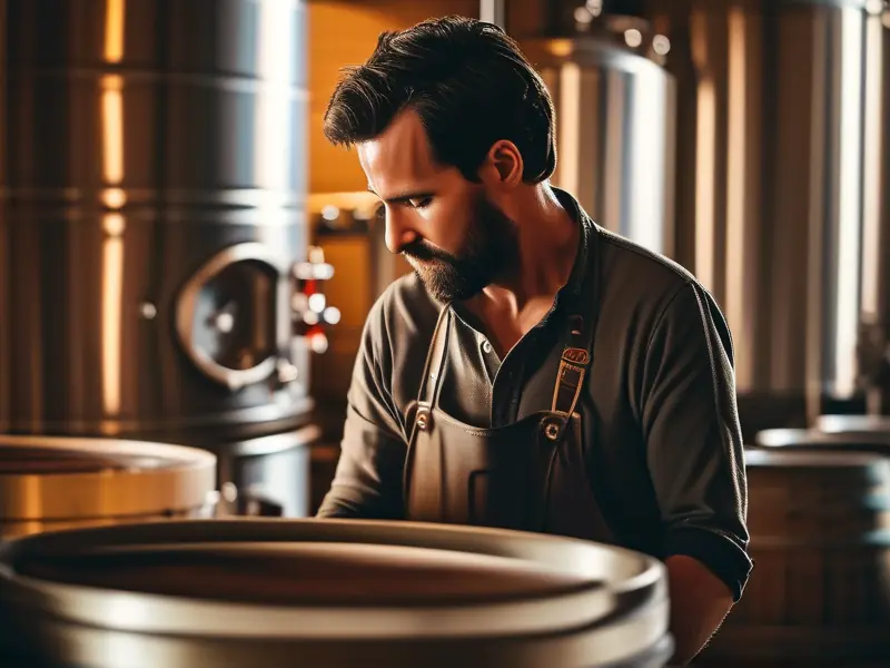 酿酒师检查蒸馏设备