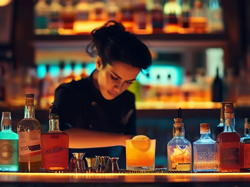 调酒师调制鸡尾酒的过程