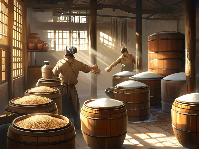 中国传统白酒酿造工艺流程实景图