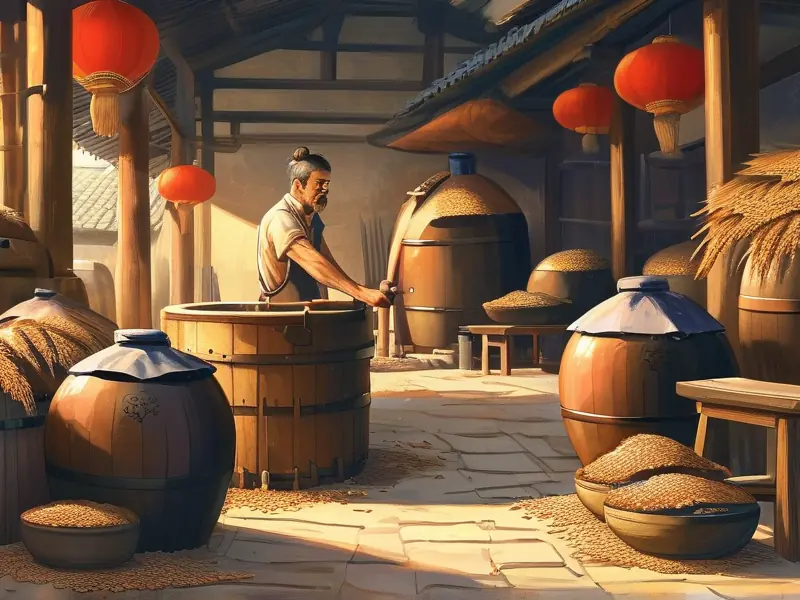 中国传统酿酒场景展示