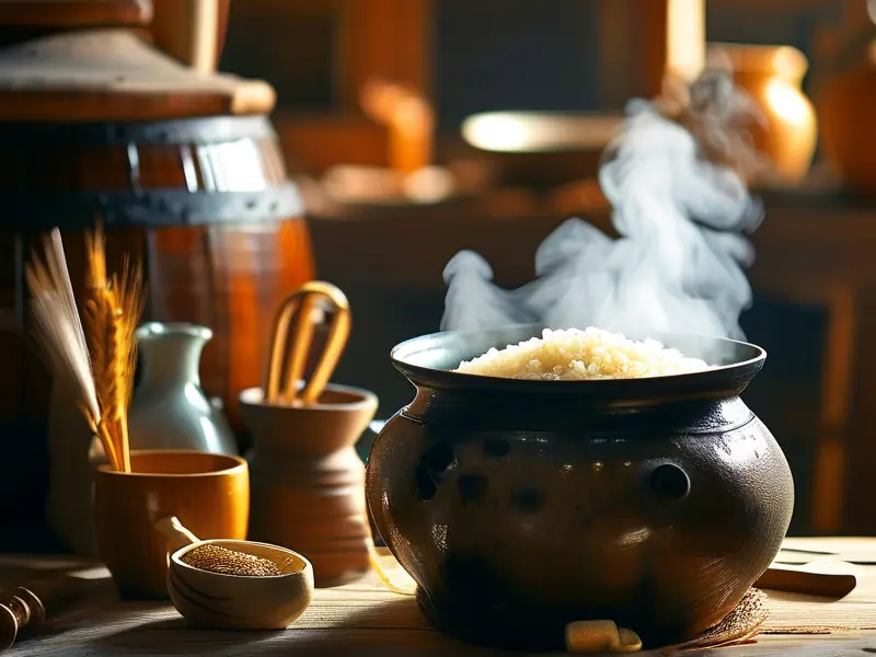 煮粮食酒的原料和工具