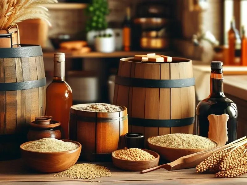 家庭酿酒原料和工具展示