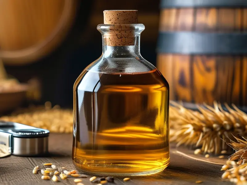 家庭自酿白酒与测量工具实拍图