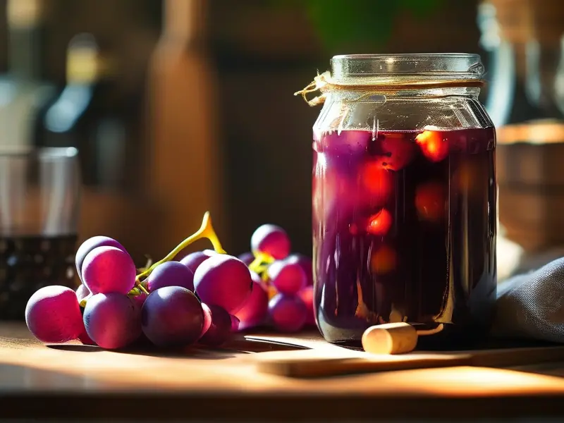 家庭自酿葡萄酒成品与原料展示