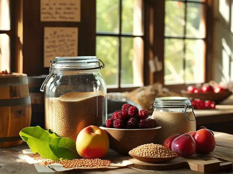 家庭酿酒原料与工具摆放示意图