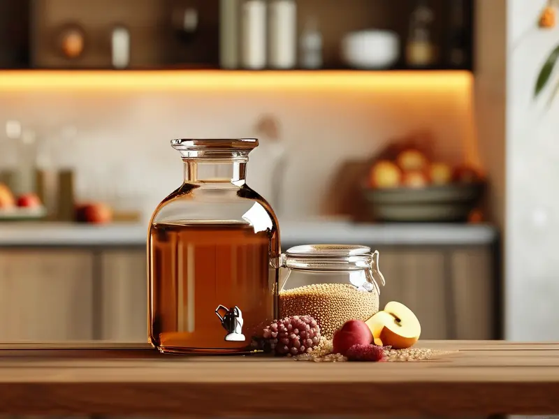 家庭自酿酒原料与发酵设备摆放示意图