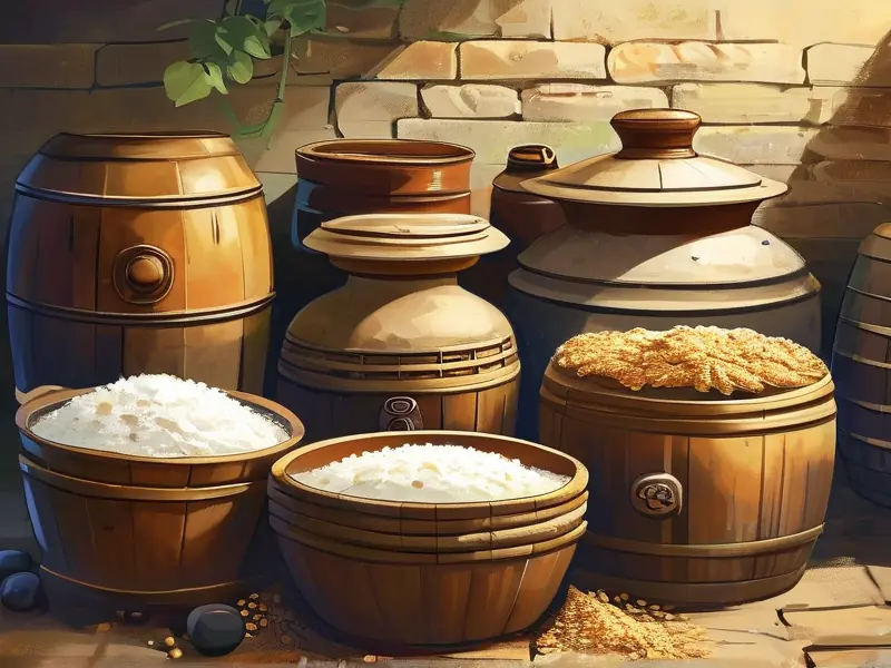 自制黄酒原料和工具展示