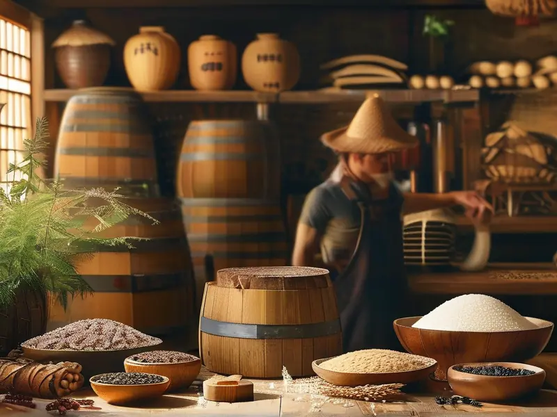 专业酿酒师挑选甜酒曲原料实拍图