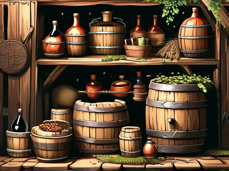 家庭酿酒器具和发酵过程展示