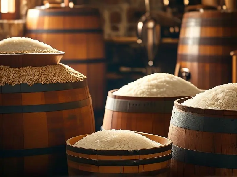 酿酒师检查自酿大米酒的发酵过程