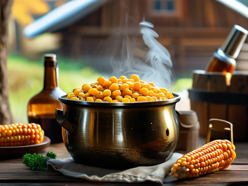 自酿玉米酒原料准备和工具展示