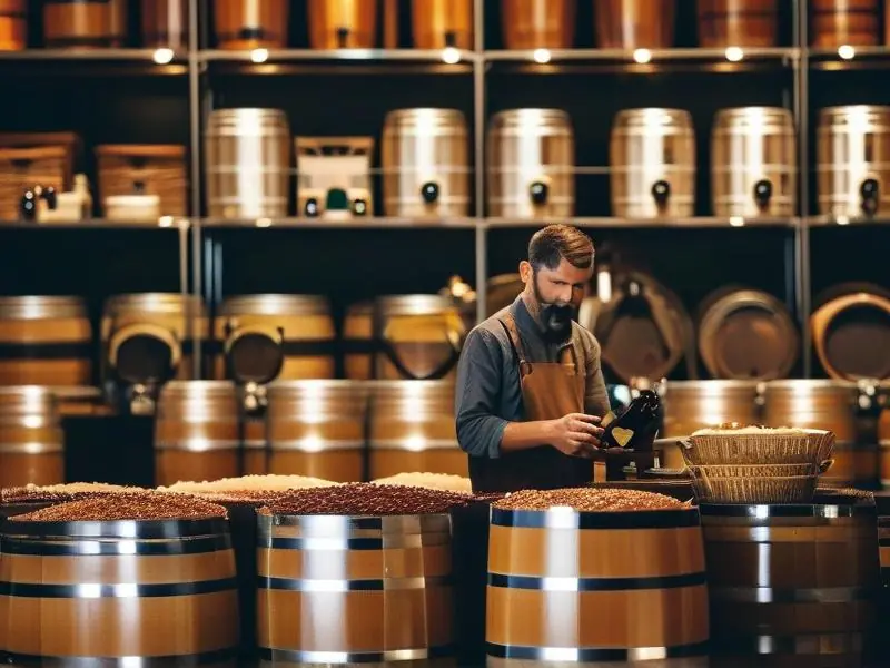 酿酒师检查自酿酒发酵过程