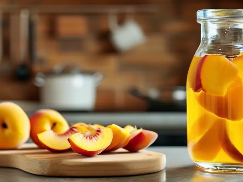 自制黄桃酒原料与成品展示