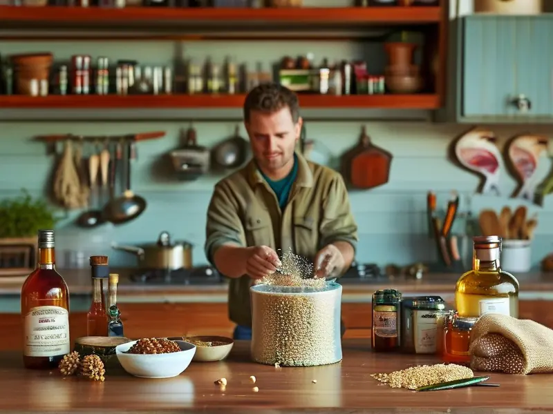 自制酒米窝料制作过程实拍